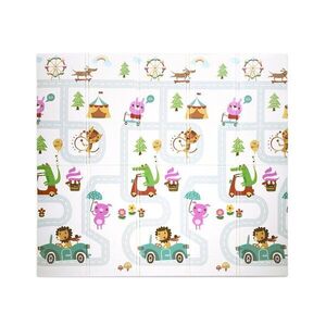 Imagine Covoras de joaca termic pentru copii Wild Animals Avenue din spuma XPE, design cu doua fete, pliabil, 180x200 cm