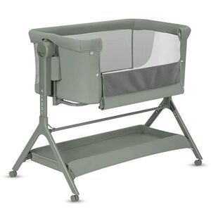Imagine Patut co-sleeper Lionelo Leonie Plus Verde pliabil, cu sistem de leganare, setare unghiulara, reglabil in 6 pozitii pe inaltime, conform cu standardele europeane de securitate EN1130 si EN16890