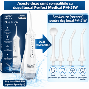 Imagine Set 4 duze pentru dus bucal PM-51 Perfect Medical Alb