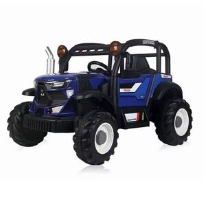 Imagine Tractor electric cu remorca pentru copii Nichiduta Excavator Dark Blue 12V cu telecomanda 2.4G, scaun piele, roti robuste, faruri LED, aplicatie control de pe telefon, functie swing, usi cu deschidere