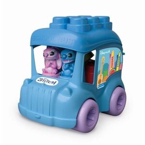 Imagine Clementoni - Jucarie educationala Soft Clemmy autobuz Disney Stitch cu 2 figurine si 6 cuburi moi si lavabile