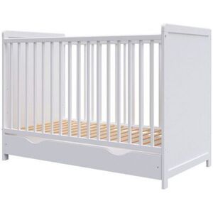 Imagine Patut copii din lemn Hubners Paula 120x60 alb cu sertar