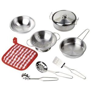 Imagine Set de gatit de jucarie cu oala, si ustensile metalice