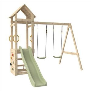 Imagine Complex de joaca cu turn, tobogan 2 leagane si perete de escalada Plaqueminier - Tp Toys