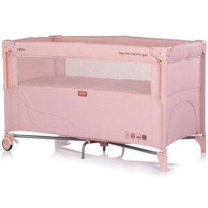 Imagine Patut pliabil Chipolino Relax powder pink linen cu laterala culisanta