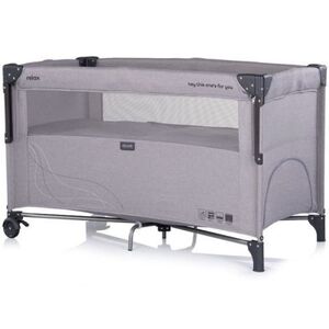 Imagine Patut pliabil Chipolino Relax platinum linen cu laterala culisanta