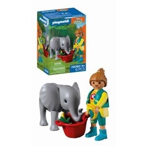 Imagine Playmobil - Jucarie de rol Ingrijitor zoo si pui de elefant