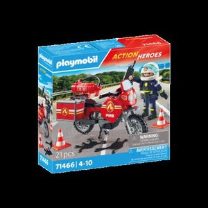 Imagine Playmobil-MOTOCICLETA DE POMPIERI LA LOCUL ACCIDENTULUI