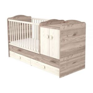 Imagine Patut copii transformabil din lemn cu 2 sertare Hubners Sofia Maxi Kombi 120x70 cm crem nisip