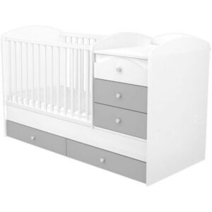 Imagine Patut copii transformabil din lemn cu 5 sertare Hubners Patrik Maxi Kombi 120x70 cm alb grafit