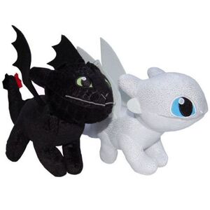 Imagine Set 2 jucarii din plus Toothless si Light Fury Sparkle, Dragons, 28 cm