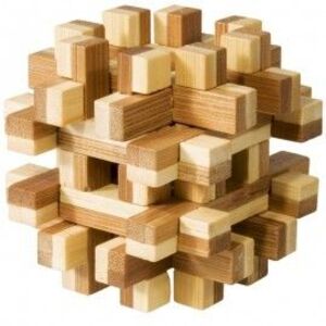 Imagine Joc logic IQ din lemn bambus Magic blocks puzzle 3d