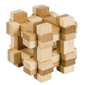 Imagine Joc logic IQ din lemn bambus în cutie metalică-11