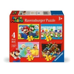 Imagine Ravensburger - Puzzle Super Mario 4 buc in cutie 12 16 20 24 piese