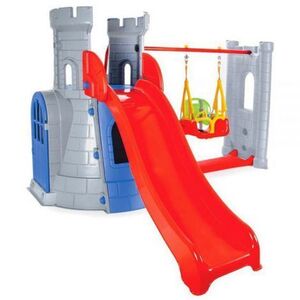 Imagine Centru de joaca Pilsan Castle Slide and Swing Set grey