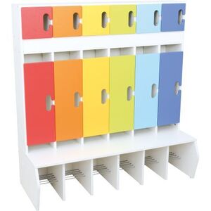 Imagine Vestiar Chameleon alb 8, cu 6 usi colorate Curcubeu, ideal pentru gradinita si scoala