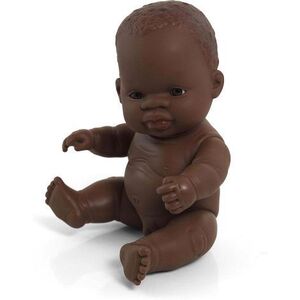 Imagine Papusa bebelus baiat african 21 cm, corp parfumat, vinil