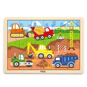 Imagine Puzzle din lemn 24 buc., utilaje de constructii