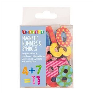 Imagine Set 68 numere si simboluri magnetice din carton rezistent, 3.6 cm inaltime, 3.2 mm grosime, colorate