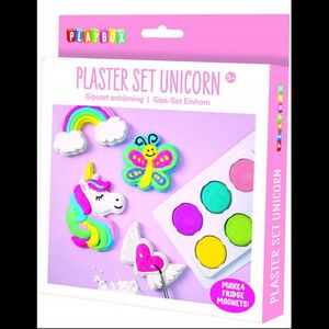 Imagine Set creativ mulaje din ipsos Unicorn DIY cu magneti, vopsele si pensula