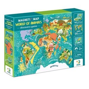 Imagine Puzzle magnetic, Harta Lumii cu Animale