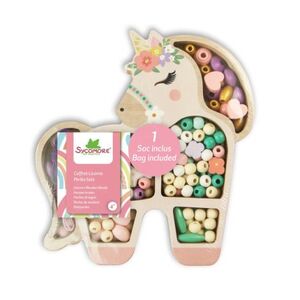 Imagine Mărgele colorate din lemn, mini-Unicorn, Sycomore