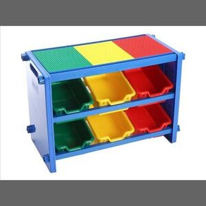 Imagine Raft organizator cu 6 containere si suprafata de joc la partea superioara, 71x35x50 cm