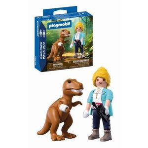 Imagine Playmobil - Set 2 figurine exploratoare si T-Rex