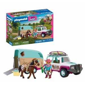 Imagine Playmobil - Jucarie de rol Masina cu remorca pentru transportat cai