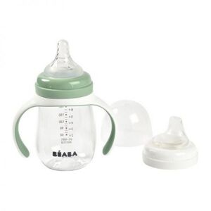 Imagine Biberon de invatare 2 in 1 din Tritan Beaba 210 ml Sage Green