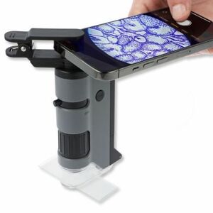 Imagine Microscop portabil cu LED si UV, cu adaptor de smartphone, marire 100-250x, MicroFlip
