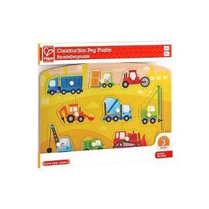 Imagine Puzzle din lemn cu butoni: Autovehicule de constructie