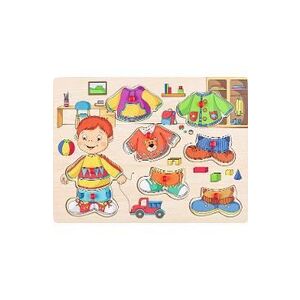 Imagine Puzzle din lemn cu butoni: Imbraca-l pe Sebastian