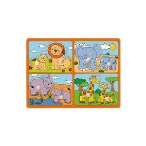 Imagine Puzzle din lemn cu butoni: Animale salbatice
