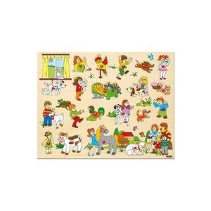 Imagine Puzzle din lemn cu butoni: Copii si animale