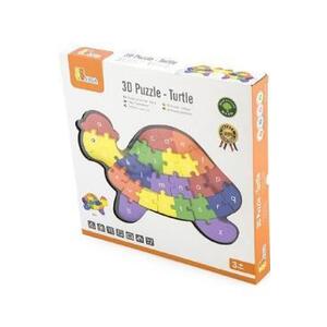 Imagine Puzzle din lemn 3D cu litere si cifre. Broscuta testoasa