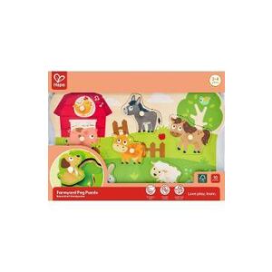 Imagine Puzzle din lemn cu butoni: Animale de la ferma