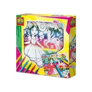 Imagine Coloreaza pe panza: Printesa si unicorn cu efect metalic