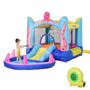 Imagine Outsunny Castel Gonflabil cu Trambulină și Tobogan, pentru Copii 3-12 Ani, 380x200x180cm, Multicolor | Aosom Romania