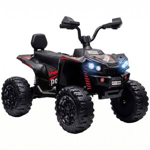 Imagine AIYAPLAY ATV electric pentru copii 24V, 2 locuri, baterie litiu, 2 motoare 120W, suspensii, muzică, faruri, negru | Aosom Romania