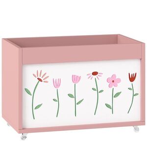 Imagine AIYAPLAY Cufăr pentru jucării copii 3-8 ani cu roți, 34, 5 L, 15 kg, 50 x 30 x 33, 5 cm, pentru dormitor, roz | Aosom Romania