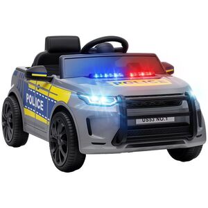 Imagine AIYAPLAY Mașină Electrică de Poliție 12V cu Telecomandă, Lumini și Sirenă, Gri | Aosom Romania