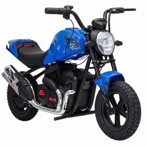 Imagine AIYAPLAY Motocicletă electrică pentru copii, stil Harley, 24 V, 6-12 ani, roți din cauciuc 30 cm, albastră | Aosom Romania