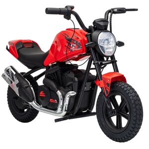 Imagine AIYAPLAY Motocicletă electrică de cross pentru copii, stil Harley, 24V, 6-12 ani, anvelope din cauciuc 30 cm, roșie | Aosom Romania