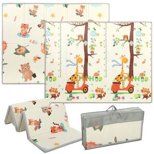 Imagine AIYAPLAY Covoraș de joacă pentru copii 200x150x1, 5 cm, tematică pădure, pliabil, reversibil, din XPE, 0-3 ani, multicolor | Aosom Romania