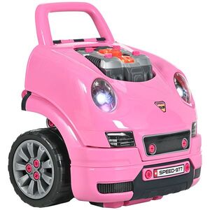 Imagine HOMCOM Camion mecanic 2 în 1 jucărie bricolaj copii joc de imitație mecanic numeroase accesorii total de 61 piese roz | Aosom Romania