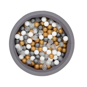 Imagine Piscina cu bile, Bubble Pop v2, 200 bile, Ø85 x 30 cm, bumbac/plastic, gri