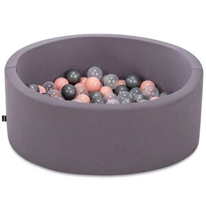 Imagine Piscina cu bile, Bubble Pop v3, 200 bile, Ø85 x 30 cm, bumbac/plastic, gri