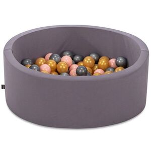 Imagine Piscina cu bile, Bubble Pops v10, 150 bile, Ø85 x 30 cm, bumbac/plastic, gri