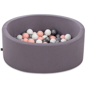 Imagine Piscina cu bile, Bubble Pops v12, 150 bile, Ø85 x 30 cm, bumbac/plastic, gri